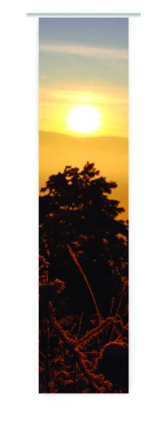 Sonnenuntergang im Winter, Schiebevorhang mit Wintermotiv